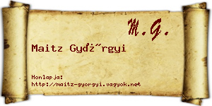 Maitz Györgyi névjegykártya